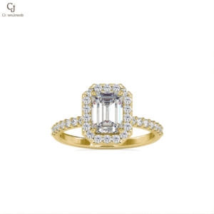 Radiant Emerald-Cut Halo Engagement Ring