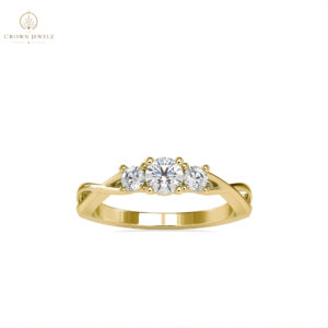 Twisted Three-Stone Diamond Ring