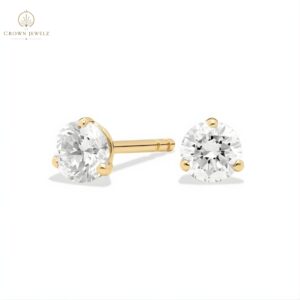 Three Prong Martini Round Brilliant Lab Grown Diamond Earrings