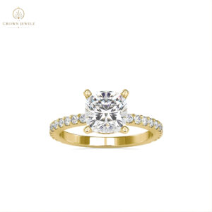 Classic Cushion-Cut Diamond Pavé Engagement Ring