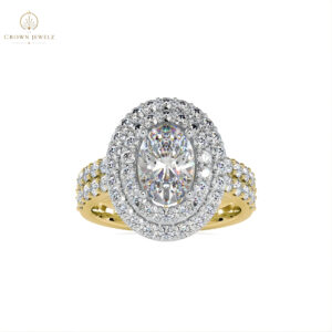 Oval Double Halo Diamond Engagement Ring (Two-Tone)