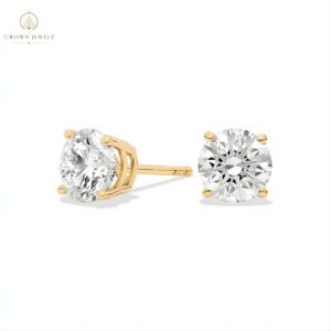 Four Prong Round Brilliant Lab Grown Diamond Stud Earrings