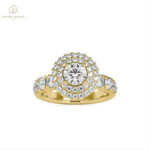 Double Halo Round-Cut Diamond Engagement Ring