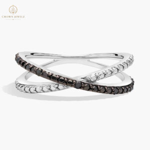 Black Diamond X Crossover Ring in Sterling Silver with Black Rhodium