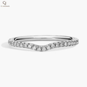 Petite Crown Curved Lab-Grown Diamond Ring in Platinum