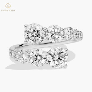 Lab Grown Diamond Round Crossover Ring In 14K White Gold