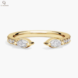 Open Round and Marquise Diamond Ring in 14K Yellow Gold
