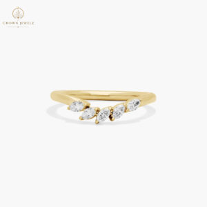 Array Wedding Ring With Marquise Cut Diamonds In 14K Yellow Gold