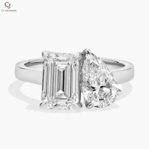 Lab Grown Diamond Two Stone Toi Et Moi Ring in 14k White Gold