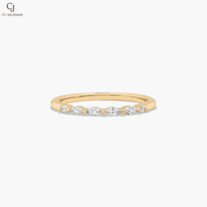Marquise and Round Diamond Wedding Ring In 14K Yellow Gold