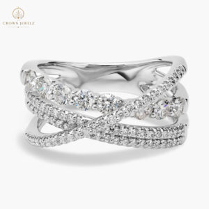 Diamond Crossover Ring in 14k White Gold
