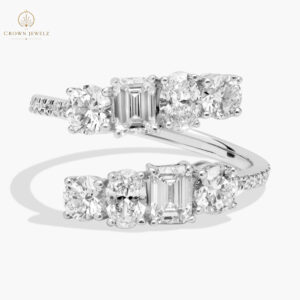 Lab Grown Diamond Fancy Shape Crossover Ring In 14K White Gold