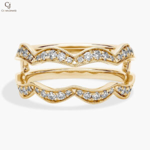 Scalloped Milgrain Diamond Ring Insert in 14k Yellow Gold