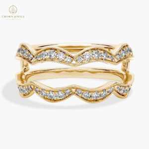 Scalloped Milgrain Diamond Ring Insert in 14k Yellow Gold
