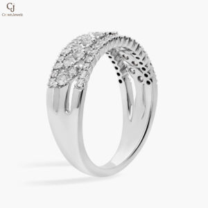 Diamond Triple-Row Marquise-Shaped Fashion Ring in 14k White Gold