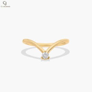 Chevron Diamond Wedding Ring In 14K Yellow Gold