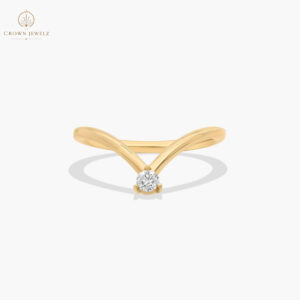 Chevron Diamond Wedding Ring In 14K Yellow Gold