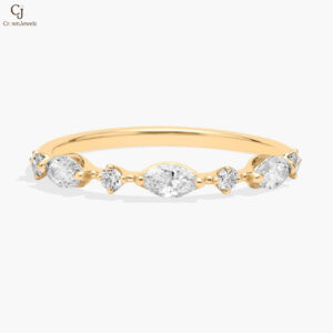 Marquise and Round Alternating Diamond Band in 14K Yellow Gold