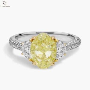 White And Yellow Diamond Ring With 4 CTW Mixed Shape Diamonds In 18K Yellow Gold And Platinum
