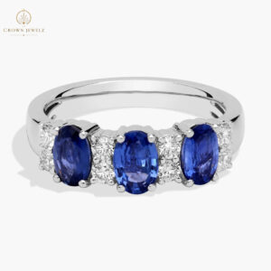 Ruby and Diamond Three-Stone Ring in 14k White Gold