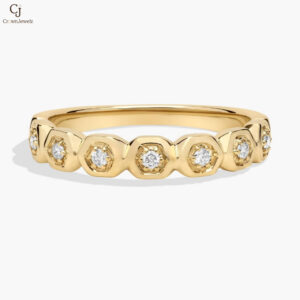 Diamond Hexagon Fashion Ring in 14K Yellow Gold