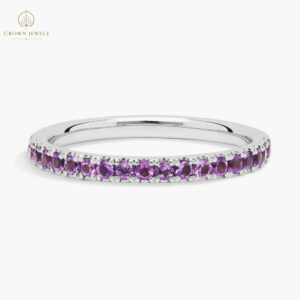 Riviera Pavé Amethyst Ring in 14k White Gold