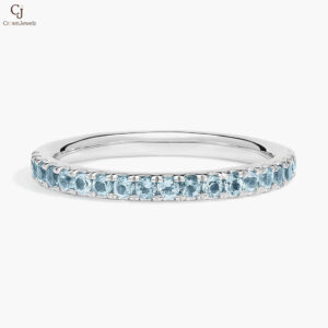 Riviera Pavé Blue Topaz Ring in 14k White Gold