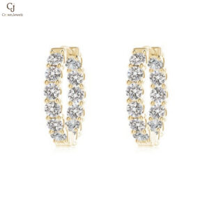 Prong-Set Round Diamond Inside Out Hinged Clip Hoop Earrings