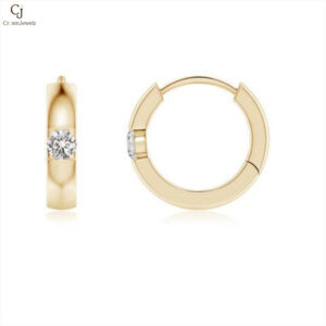 Channel-Set Round Diamond Hinged Hoop Earrings