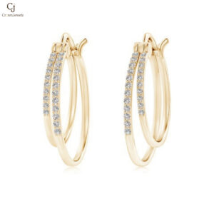 "Classic Diamond Studded Double Hoop Earrings "