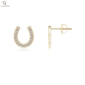 "Pave-Set Diamond Horseshoe Stud Earrings  "