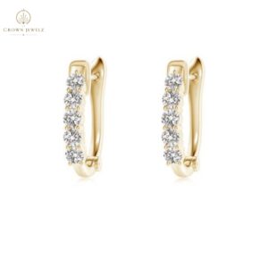 "Classic Diamond Hinged Hoop Earrings  "