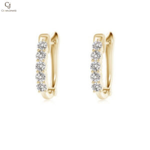 "Classic Diamond Hinged Hoop Earrings  "