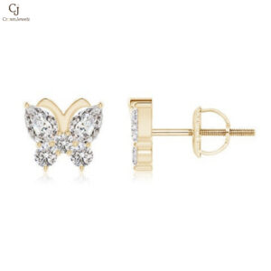 "Diamond Butterfly Stud Earrings  "