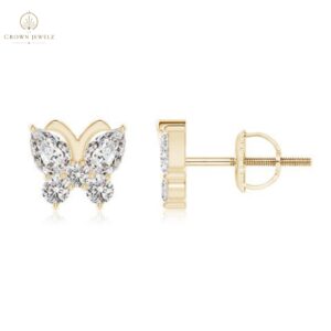 "Diamond Butterfly Stud Earrings  "