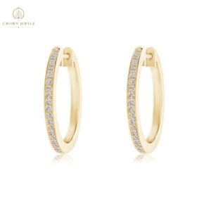 Pave-Set Round Diamond Hinged Hoop Earrings
