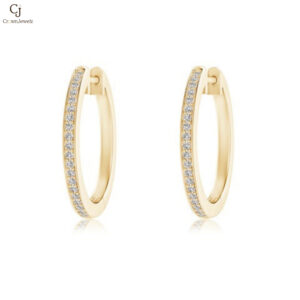 Pave-Set Round Diamond Hinged Hoop Earrings