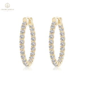 Prong-Set Round Diamond Inside Out Hoop Earrings
