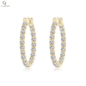 Prong-Set Round Diamond Inside Out Hoop Earrings