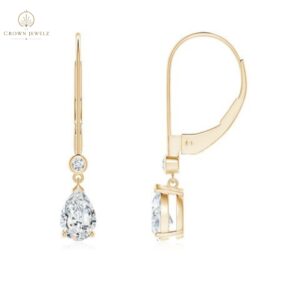 "Lab-Grown Pear-Shaped Diamond Leverback Drop Earrings with Lab Diamond Accent "