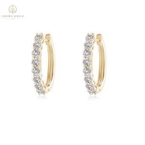 "Airline-Set Diamond Hinged Hoop Earrings  "