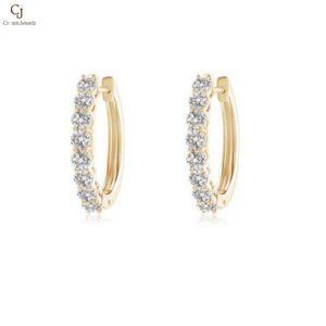 "Airline-Set Diamond Hinged Hoop Earrings  "