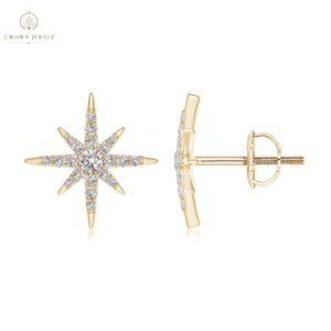 "Diamond Eight-Point Starburst Stud Earrings  "