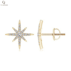 "Diamond Eight-Point Starburst Stud Earrings  "