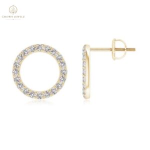 "Diamond Open Circle Stud Earrings  "