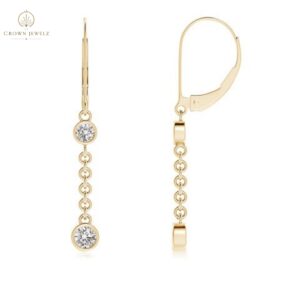 Bezel-Set Two Stone Diamond Leverback Drop Earrings