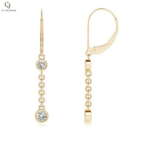 Bezel-Set Two Stone Diamond Leverback Drop Earrings