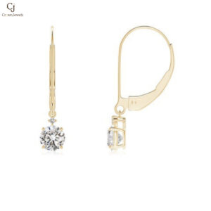 Prong-Set Round Diamond Leverback Dangle Earrings