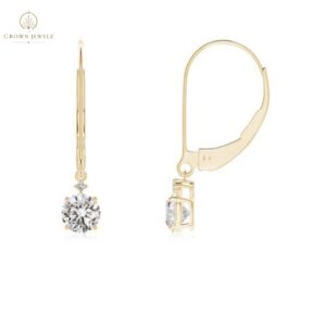 Prong-Set Round Diamond Leverback Dangle Earrings