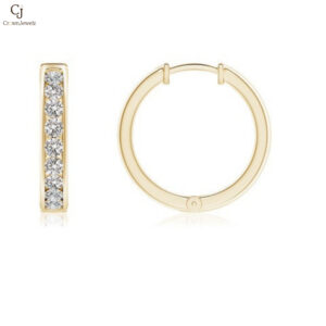 "Channel-Set Diamond Hinged Hoop Earrings  "